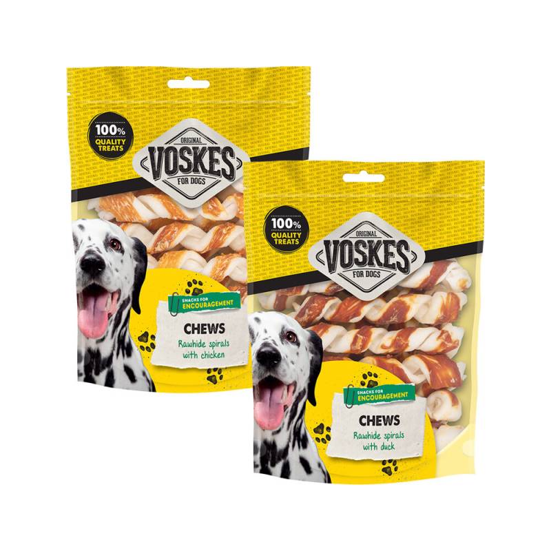 Voskes Rawhide Spiralen - Rindfleisch & Ente - 20 Stück Voskes Rawhide Spiralen - Rindfleisch & Ente - 20 Stück von Voskes