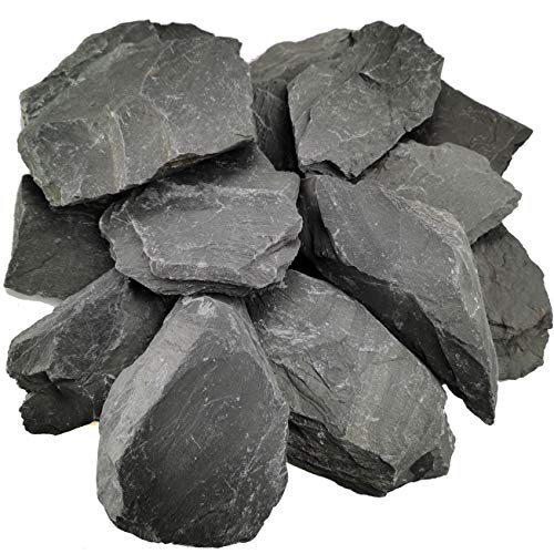 Voulosimi Naturschiefersteine, 12,7 bis 17,8 cm, schwarzer Stein – (5,4 kg), perfekte Steine für Aquarien, Landschaftsbau, Aquarien, Amphibiengehege von Voulosimi