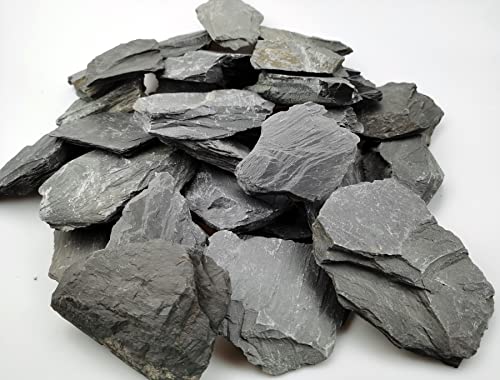 Voulosimi Naturschiefersteine, 7,6 bis 12,7 cm, pH-neutraler Stein, perfekte Steine für Aquarien, Landschaftsbau, Tankdekoration, Amphibiengehege (1,6 kg) von Voulosimi