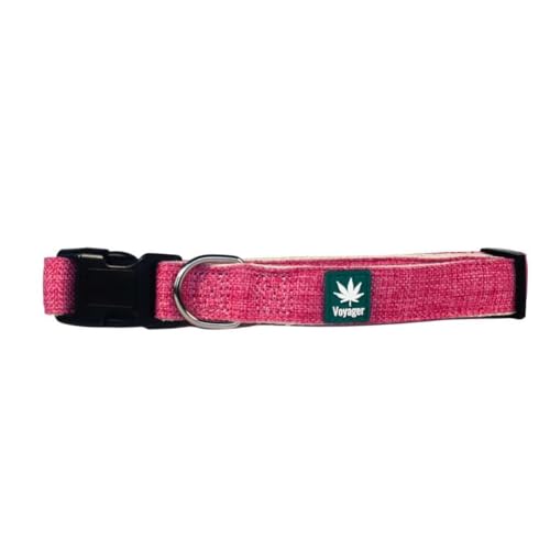 Voyager Hanf-Hundehalsband, Größe L, Rosa von Voyager