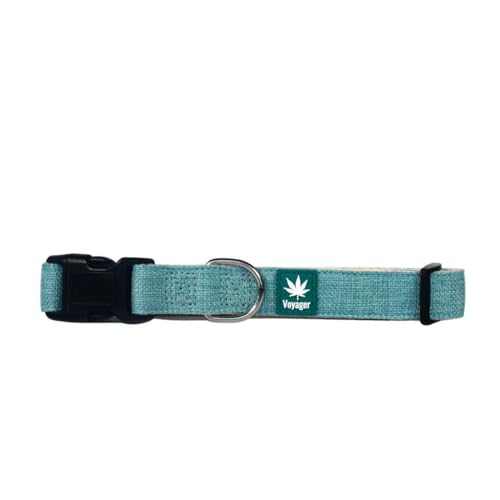Voyager Hanf-Hundehalsband, Größe M, Blau von Voyager