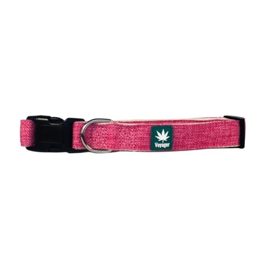 Voyager Hanf-Hundehalsband, Größe M, Rosa von Voyager