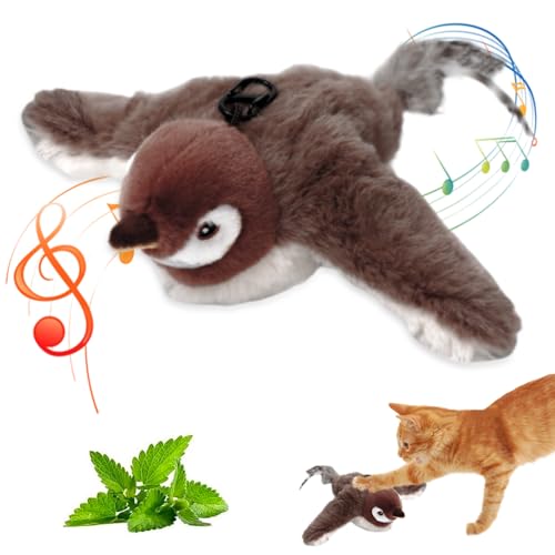 Vtizikl Automatik Flügel Spatzen Flattern Spielzeug Katzenminze Interaktives simuliert fliegender Vogel für Kätzchen Indoor-Vogel Quietschen Vogel Katzenspielzeug, flattern Flügel - Vtizikl Automatik Flügel Spatzen Flattern Spielzeug Katzenminze Interaktives simuliert fliegender Vogel für Kätzchen Indoor-Vogel Quietschen Vogel Katzenspielzeug, flattern Flügel - von Vtizikl