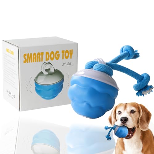 Vtizikl Intelligenter interaktiver Hundeball mit Hindernisvermeidung – 3 Modi Auto-Rollspielzeug mit Zahnseilknoten und Schwanz, ungiftiger Langeweile Buster für alle Hundegrößen, langlebiges von Vtizikl
