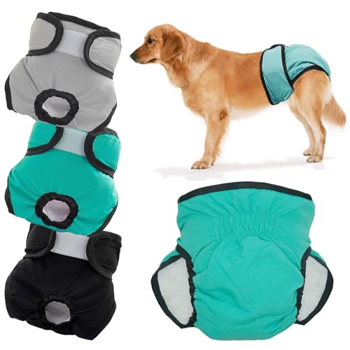 3 Stück Wiederverwendbare Hundewindeln für Hündinnen Set, Hygienische Hundewindeln, hoch absorbierend mit zweifacher Anpassung, hundewindeln für Hündinnen von Vuemhjaey