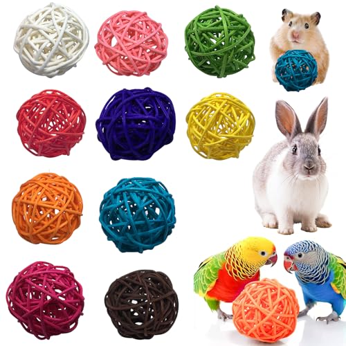 10 Stück Rattankugeln Bird Toy Ball Wicker,Weidenkugeln für Vögel, Vogel Kauspielzeug,Vogel Spielzeug Papageienspielzeug,für Papageien für Bird Spielzeug,DIY Handwerk Blumenschmuck(Zufällige Farbe) von Vulevirtue
