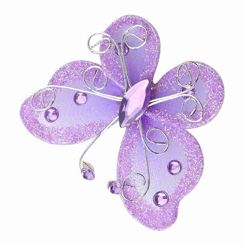 Vvikizy 24 Pcs Mesh Schmetterlinge, Schiere Draht Glitzer DIY -Kleidung Hochzeit Dekoration mit Mehreren Farben für Party Festival Home Walltordekoration (Lila) von Vvikizy