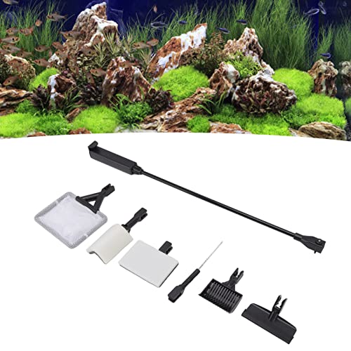 Vvikizy 6 in 1 Aquariumreinigungswerkzeugen, ABS -Aquarium -Werkzeugkit mit Langgrad, Sandflatschaufel, Pinsel, Netz, Flacher Reinigungsschwamm, Rechter Winkelreinigungsschwamm von Vvikizy