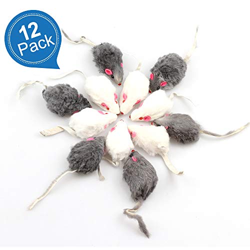 Vxcbad 12 Stück Realistische Katzenspielzeug Maus Set, Ideal für Indoor und Outdoor Katzen, Spielmaus für Katzen mit Leisen Klingeln, Langlebiges und Interaktives Katzenspielzeug Set von Vxcbad