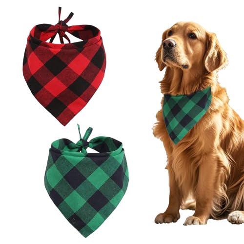 Vxcbad 2 Stück Hundehalstuch Halstuch Hund Hundehalstuch Personalisiert Baumwoll-Dreiecktücher für Haustiere, Kariert Rot und Grün, 45 x 45 x 64 cm Vxcbad 2 Stück Hundehalstuch Halstuch Hund Hundehalstuch Personalisiert Baumwoll-Dreiecktücher für Haustiere, Kariert Rot und Grün, 45 x 45 x 64 cm von Vxcbad