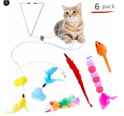 Vxcbad 6 Stück Katzen-Spielzeug, Spielzeug für Selbstbeschäftigung, Interaktives Katzenspielzeug, Katzenangel, Winzkatze, Ideal für Haushalte und Tierhandlungen von Vxcbad