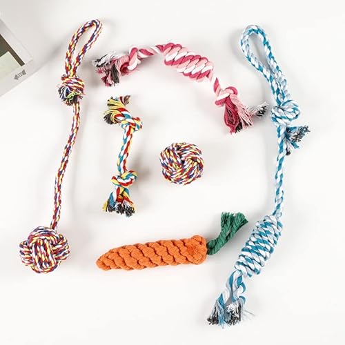 Vxcbad Hundespielzeug Set Baumwoll - Schnurknoten, 6 Stück, Ideal für Kleine Hunde, Begleitung, Zahnreinigung und Bewegungssteigerung, Mit Vielfältigen Farben und Größen Vxcbad Hundespielzeug Set Baumwoll - Schnurknoten, 6 Stück, Ideal für Kleine Hunde, Begleitung, Zahnreinigung und Bewegungssteigerung, Mit Vielfältigen Farben und Größen von Vxcbad