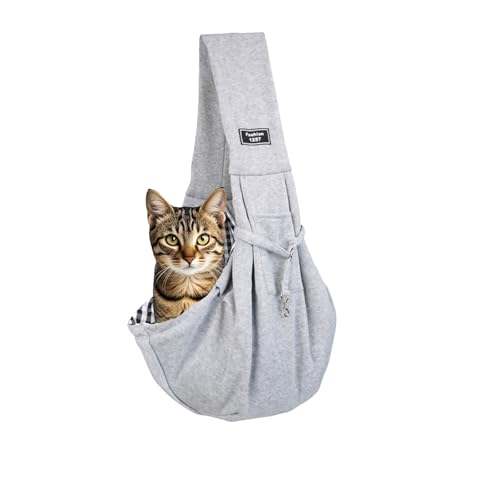 Vxcbad Großraum-Katzenrucksack, Faltbarer Haustierrucksack, tragbarer Hundetornister, komfortabel aus Baumwolle, breite Schultergurte, druckfreies Design, praktische graue Schrägertasche Vxcbad Großraum-Katzenrucksack, Faltbarer Haustierrucksack, tragbarer Hundetornister, komfortabel aus Baumwolle, breite Schultergurte, druckfreies Design, praktische graue Schrägertasche von Vxcbad
