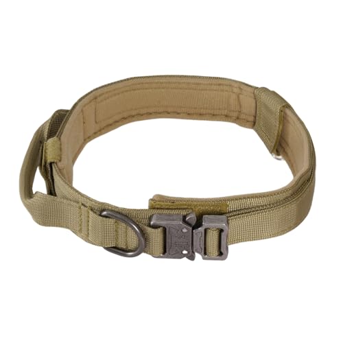 Hundehalsband mit robuster Metallschnalle für mittelgroße und große Hunde, Khaki, atmungsaktives Nylon, verstellbar, für kleine Welpen (L, 43–65 cm) von Vxcvzv
