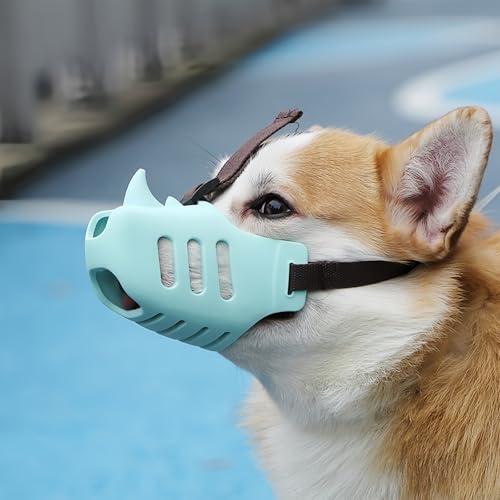 Vyloky, Weicher Korb Silikon Hund Maulkorb Abdeckung, Dekorativ, Erlaubt Trinken & Hecheln, Halloween, Lustig，Nicht kausicher, Nicht rindensicher (Hellblau, S) von Vyloky
