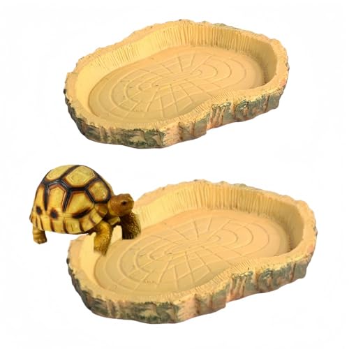 Vyloky 2er Set Reptilien Wasserschale Futter Napf aus Rinde Design, Gelb, 11x8cm für Terrarium Deko für Gecko, Schlange, Frosch, Spinne Vyloky 2er Set Reptilien Wasserschale Futter Napf aus Rinde Design, Gelb, 11x8cm für Terrarium Deko für Gecko, Schlange, Frosch, Spinne von Vyloky