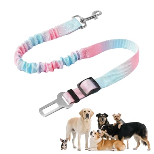 Vyloky Auto-Hundegeschirr, längenverstellbar, Hundesicherheitsgurt, elastisch stoßabsorbierend, Haustier-Sicherheitsgurt für alle Hunde und Katzen, geeignet für alle Fahrzeuge (Rosa-Blau) von Vyloky