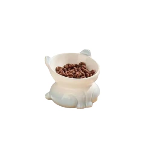 Vyloky Farbverlauf Keramik Katzennapf 7cm Schräghöhe, rutschfeste Katzenform - Reinigbar für Nass-/Trockenfutter & Wasser - 5 Farbtöne 13x10,8cm (Blau) von Vyloky