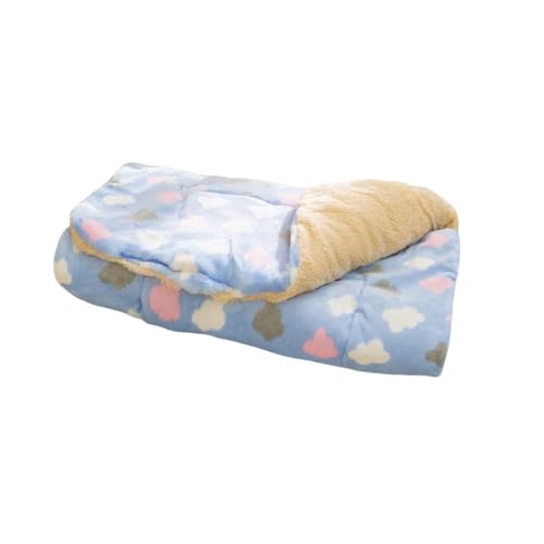 Vyloky Haustierdecke doppelseitig Polarflausch/Flanell - 6 Größen (S-XXXL 35-70cm) - Für kalte Böden & Kissen - Erdbeer Bär Design waschbar (Blau,3XL) von Vyloky