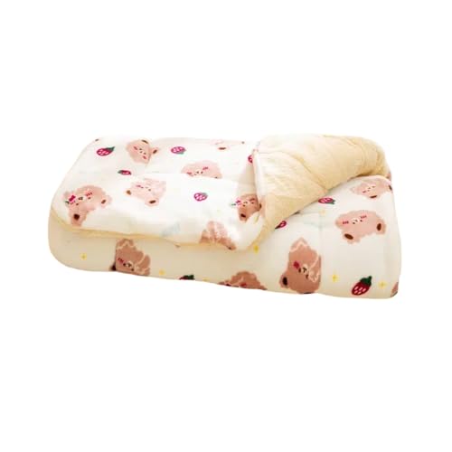 Vyloky Haustierdecke doppelseitig Polarflausch/Flanell - 6 Größen (S-XXXL 35-70cm) - Für kalte Böden & Kissen - Erdbeer Bär Design waschbar (Erdbeer-Bär,XL) von Vyloky