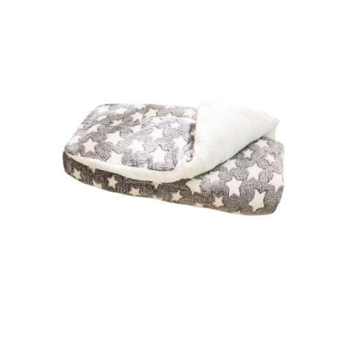Vyloky Haustierdecke doppelseitig Polarflausch/Flanell - 6 Größen (S-XXXL 35-70cm) - Für kalte Böden & Kissen - Erdbeer Bär Design waschbar (Grau,L) von Vyloky
