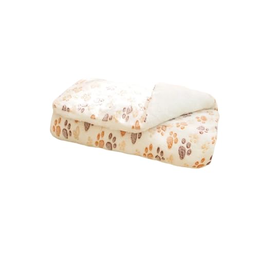 Vyloky Haustierdecke doppelseitig Polarflausch/Flanell - 6 Größen (S-XXXL 35-70cm) - Für kalte Böden & Kissen - Erdbeer Bär Design waschbar (Weiß,3XL) von Vyloky