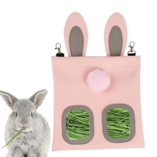 Vyloky Heusack Niedlicher Futterspender in Hasenform für Kleintiere Kaninchen Meerschweinchen Chinchilla Hamster Heutasche Futterbeutel Snackspender Leckerlisack von Vyloky