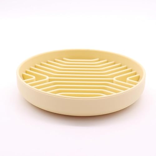 Vyloky Hundeleckmatte, 2er-Pack Hundeleckmatte, 20×20cm，Katzenleckmatte, BPA-freies Silikon, rutschfest mit Saugnäpfen, ideal zum Baden, Trainieren und Pflegen (Beige(Linie), 2-stück) von Vyloky
