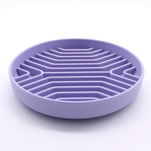 Vyloky Hundeleckmatte, 2er-Pack Hundeleckmatte, 20×20cm，Katzenleckmatte, BPA-freies Silikon, rutschfest mit Saugnäpfen, ideal zum Baden, Trainieren und Pflegen (Violett(Linie), 2-stück) von Vyloky