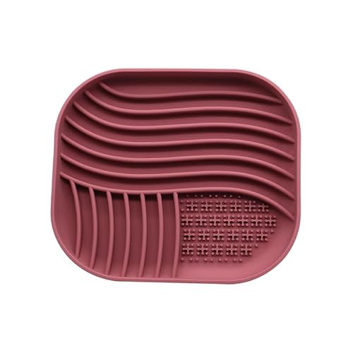 Vyloky Hundeleckmatte, 2er-Pack Hundeleckmatte, 20×20cm，Katzenleckmatte, BPA-freies Silikon, rutschfest mit Saugnäpfen, ideal zum Baden, Trainieren und Pflegen (Ziegelrot(Quadratisch), 2-stück) von Vyloky