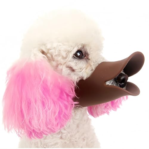 Vyloky Hundemaulkorb Anti-Biss Silikon Entenschnabel、Duck Mouth Shape Hund Maulkorb Anti-Ruf Maulkorb für Welpen Hunde (Braun, L) von Vyloky