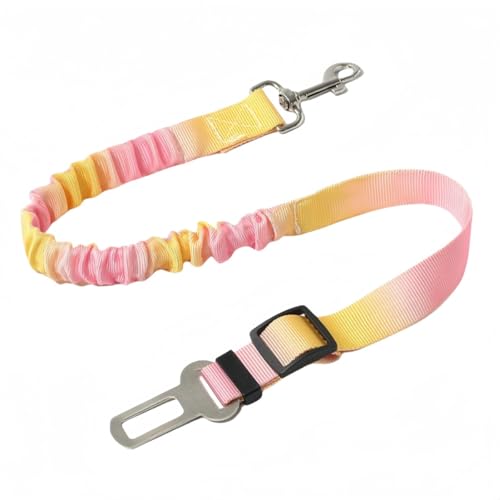 Vyloky Hundesicherheitsgurt Auto – Verstellbar 60-88cm, 3 Farben, Robustes Nylon, Leichte Befestigung (Für kleine bis große Hunde) (Rosa-Gelb Verlauf) von Vyloky