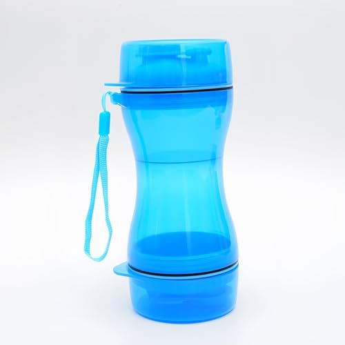 Vyloky Hundewasserflasche für Hunde unterwegs, tragbare Hundewasserflasche, BPA-freie unterwegs, Reisetrinknapf Hunde, klein, auslaufsicherer Wasserspender, Haustier Outdoor (blau,280ml+330ml) von Vyloky