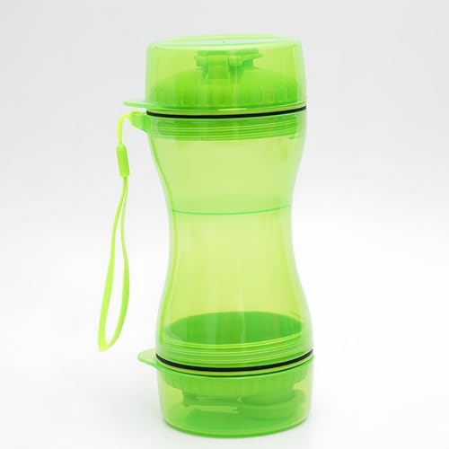 Vyloky Hundewasserflasche für Hunde unterwegs, tragbare Hundewasserflasche, BPA-freie unterwegs, Reisetrinknapf Hunde, klein, auslaufsicherer Wasserspender, Haustier Outdoor (grün,280ml+330ml) von Vyloky