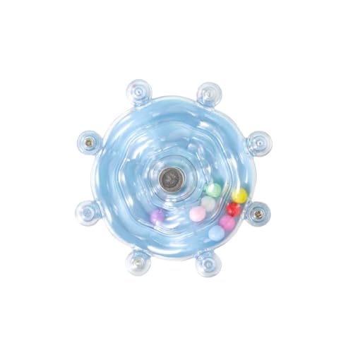 Vyloky Papageienspielzeug: Rassel(3x7), Ringe(9x7), Rad(8x5.5), Glockenball(4x4) – Beißen, Sound, Spielspaß für Nymphensittiche, Conures & Sittiche (Drehspielzeug (blau)) von Vyloky