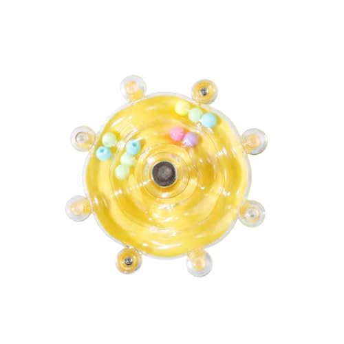 Vyloky Papageienspielzeug: Rassel(3x7), Ringe(9x7), Rad(8x5.5), Glockenball(4x4) – Beißen, Sound, Spielspaß für Nymphensittiche, Conures & Sittiche (Drehspielzeug (gelb)) von Vyloky