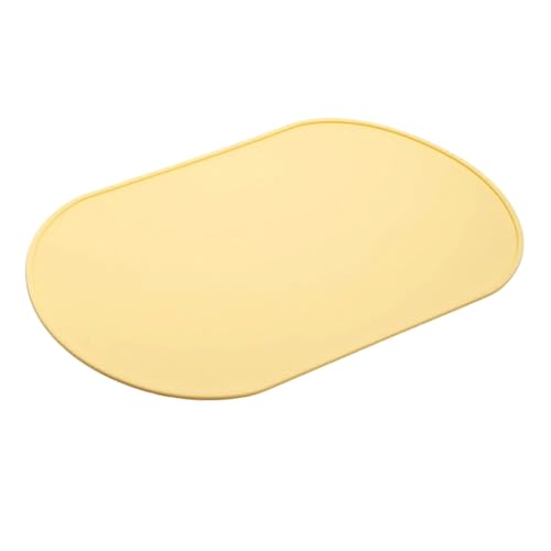 Vyloky Silikon Futtermatte Anti-Rutsch mit Spritzschutz-Rand - Aufrollbar, 39.7×26.4 cm, 6 Pastellfarben für Katzen und Hunde (Hellgelb) von Vyloky