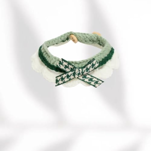 Vyloky Süßes Katzenhalsband in sanften Farbtönen – aus Milchbaumwolle handgefertigt, verstellbar (15–30 cm) XS/S/M/L – metallfrei & weich (Grün) von Vyloky