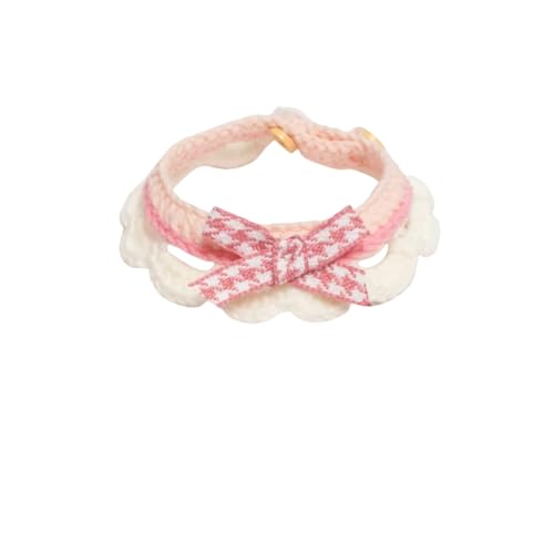 Vyloky Süßes Katzenhalsband in sanften Farbtönen – aus Milchbaumwolle handgefertigt, verstellbar (15–30 cm) XS/S/M/L – metallfrei & weich (Pink) von Vyloky