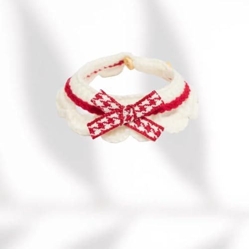Vyloky Süßes Katzenhalsband in sanften Farbtönen – aus Milchbaumwolle handgefertigt, verstellbar (15–30 cm) XS/S/M/L – metallfrei & weich (Rot) von Vyloky