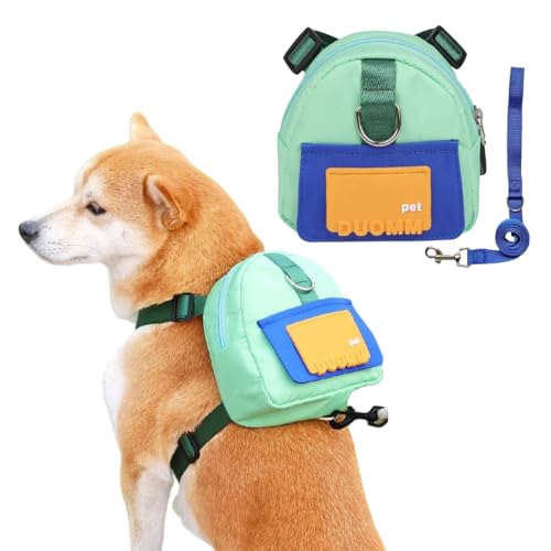 Vyloky Verstellbarer Hunderucksack - mit Leine - praktisch und bequem - für kleine Hunde/Corgi/Shiba Inu - für Spaziergänge, Wanderungen und Reisen (S,Grün) von Vyloky