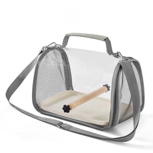 Vyloky Vogel-Tragetasche mit Stehstange und Edelstahl-Tablett atmungsaktiv zusammenklappbar für kleine Vögel Papageien Sittiche Kleintiere Reisen Wandern Camping (S) von Vyloky