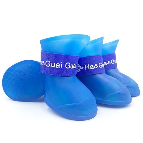 Vyloky wasserdichte Hundeschuhe mit reflektierenden Riemen für kleine, mittelgroße und große Hunde im Freien (Blau,M) von Vyloky