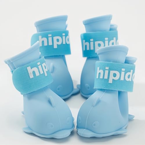 Vyloky wasserdichte Hundeschuhe mit reflektierenden Riemen für kleine, mittelgroße und große Hunde im Freien (Blau-weiß,M) von Vyloky
