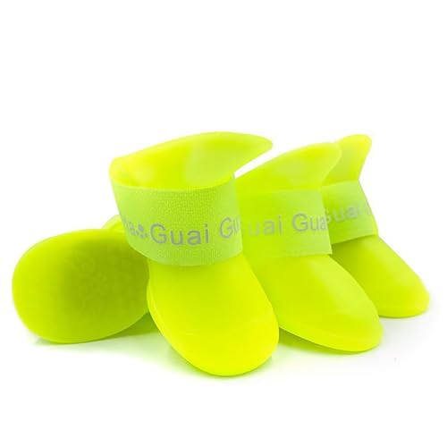 Vyloky wasserdichte Hundeschuhe mit reflektierenden Riemen für kleine, mittelgroße und große Hunde im Freien (Fluoreszierendes Gelb,M) von Vyloky