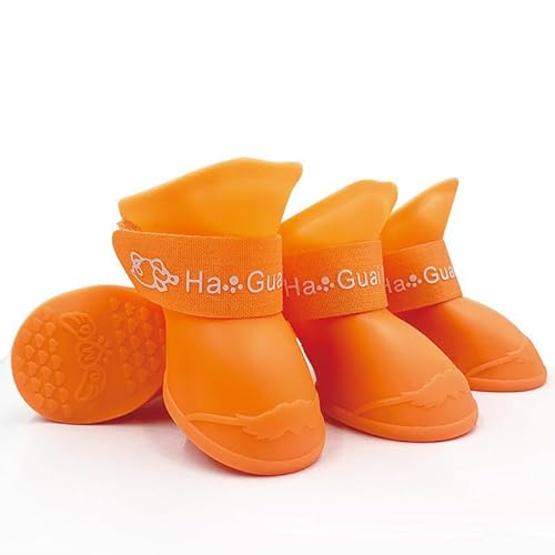 Vyloky wasserdichte Hundeschuhe mit reflektierenden Riemen für kleine, mittelgroße und große Hunde im Freien (Orange,M) von Vyloky