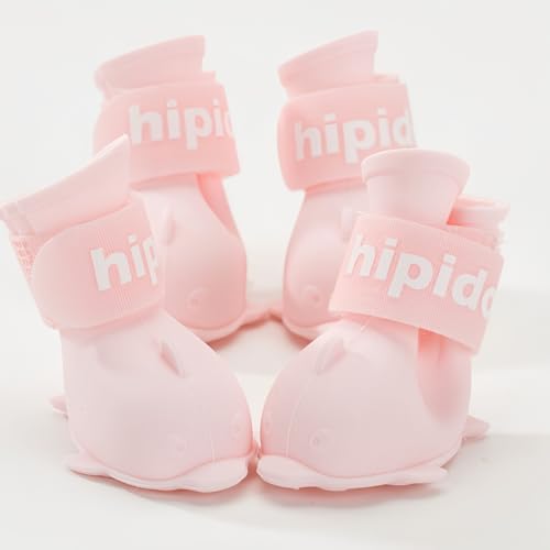 Vyloky wasserdichte Hundeschuhe mit reflektierenden Riemen für kleine, mittelgroße und große Hunde im Freien (Rosa,L) von Vyloky