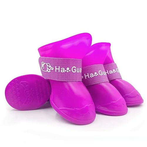 Vyloky wasserdichte Hundeschuhe mit reflektierenden Riemen für kleine, mittelgroße und große Hunde im Freien (Violett,S) von Vyloky