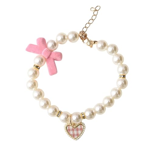 Vynetra Handgefertigte Katzen-Halskette, Schleifen, leicht, modisch, Perlen, Schleifen, Halskette, Haustierzubehör, bequemer Schmuck von Vynetra