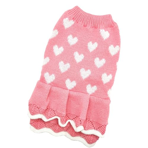 Weicher Rollkragenpullover aus Acrylfasern für kleine Hunde und Katzen, Herzmuster, Winter-Haustier-Outfit, bequemer Valentinstags-Hundepullover von Vynetra